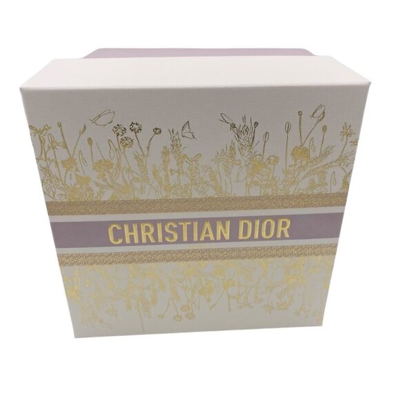 Dior Gift Box, Square White Gold Floral Design with Light Pink Logo Strip - NEW - Picture 2 of 8